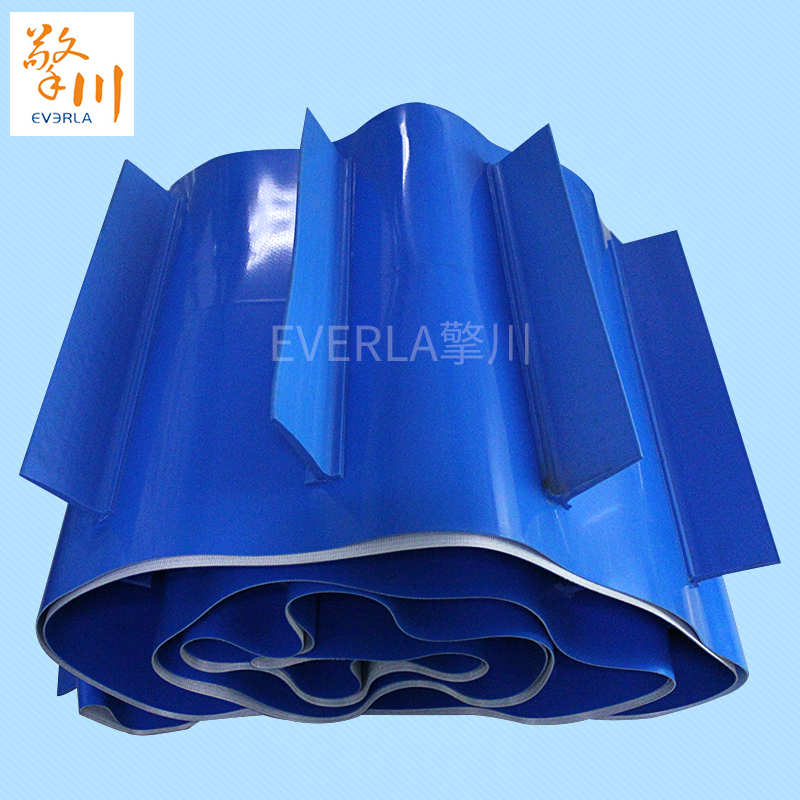 PVC藍(lán)色<a href='http://www.www.szfulaite.com/shusongdai/' target='_blank'><u>輸送帶</u></a>加擋板