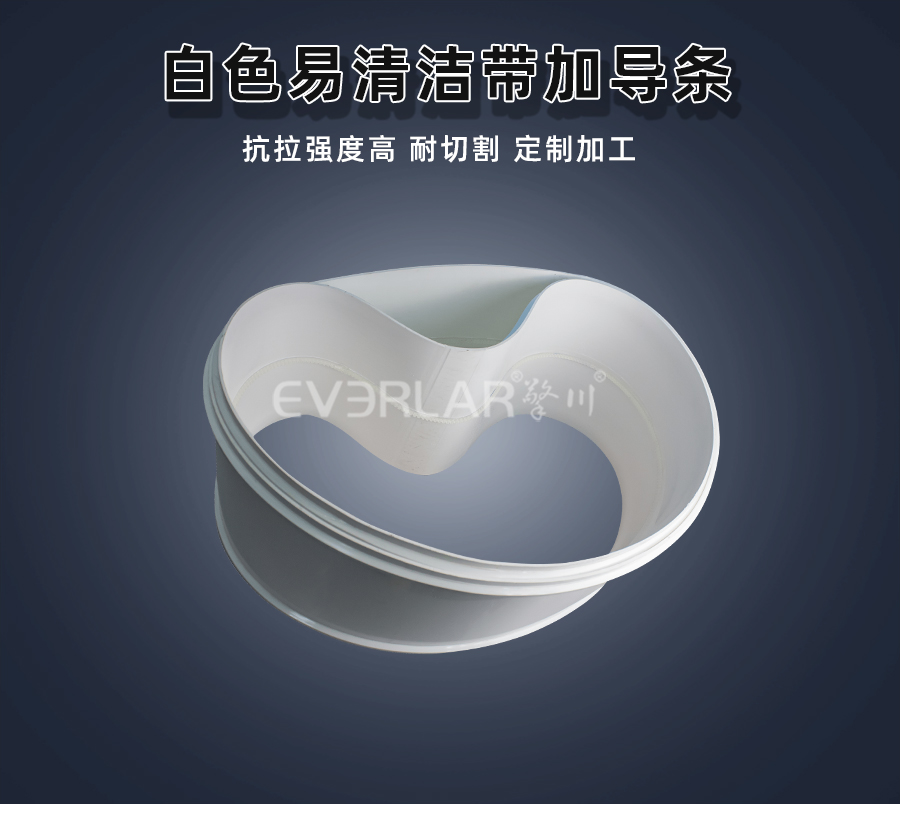 白色PU易清潔<a href='http://www.www.szfulaite.com/shusongdai/' target='_blank'><u>輸送帶</u></a>加導(dǎo)條詳情01