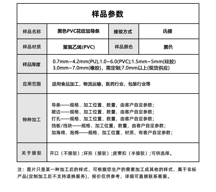 黑色PVC花紋帶加導條